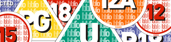 Collage of the various BBFC ratings