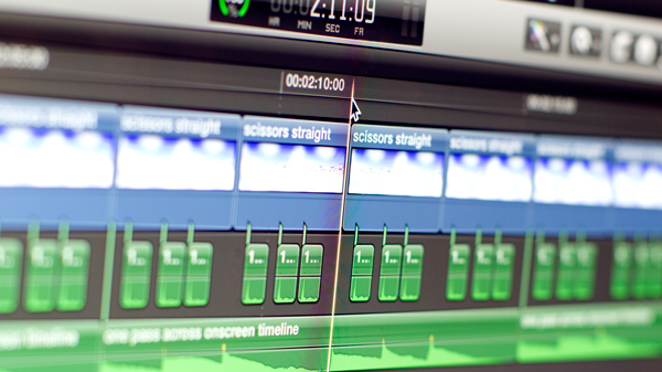Photo close up of editing loop timeline in editing software